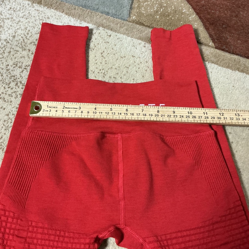 Alphalete High Waisted Seamless Leggings Women S Red Workout Yoga Gym Activewear - Picture 3 of 6